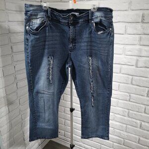 Blue Crush Plus Ladies Medium Wash Size 22 Distressed Blue Jeans